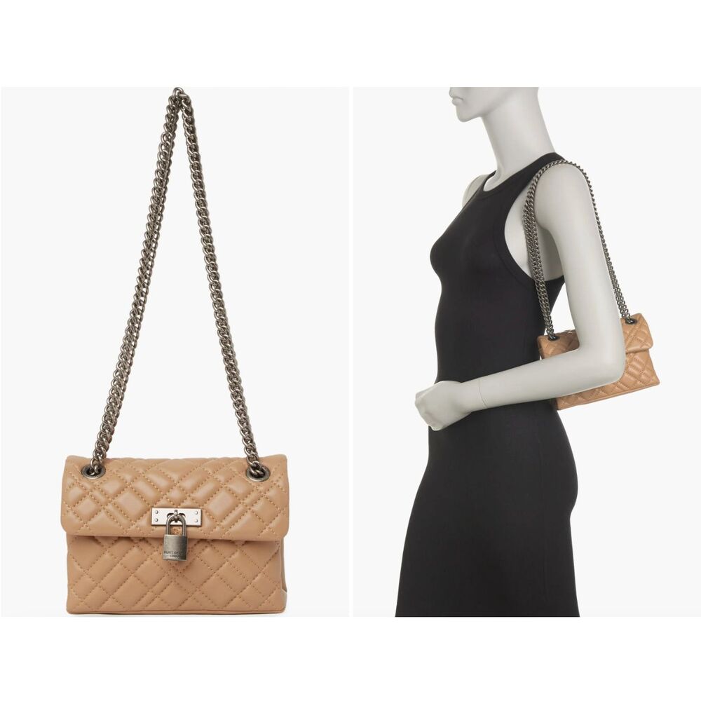 NWT Kurt Geiger London Mini Brixton Quilted Shoulder Bag Light Pastel Brown